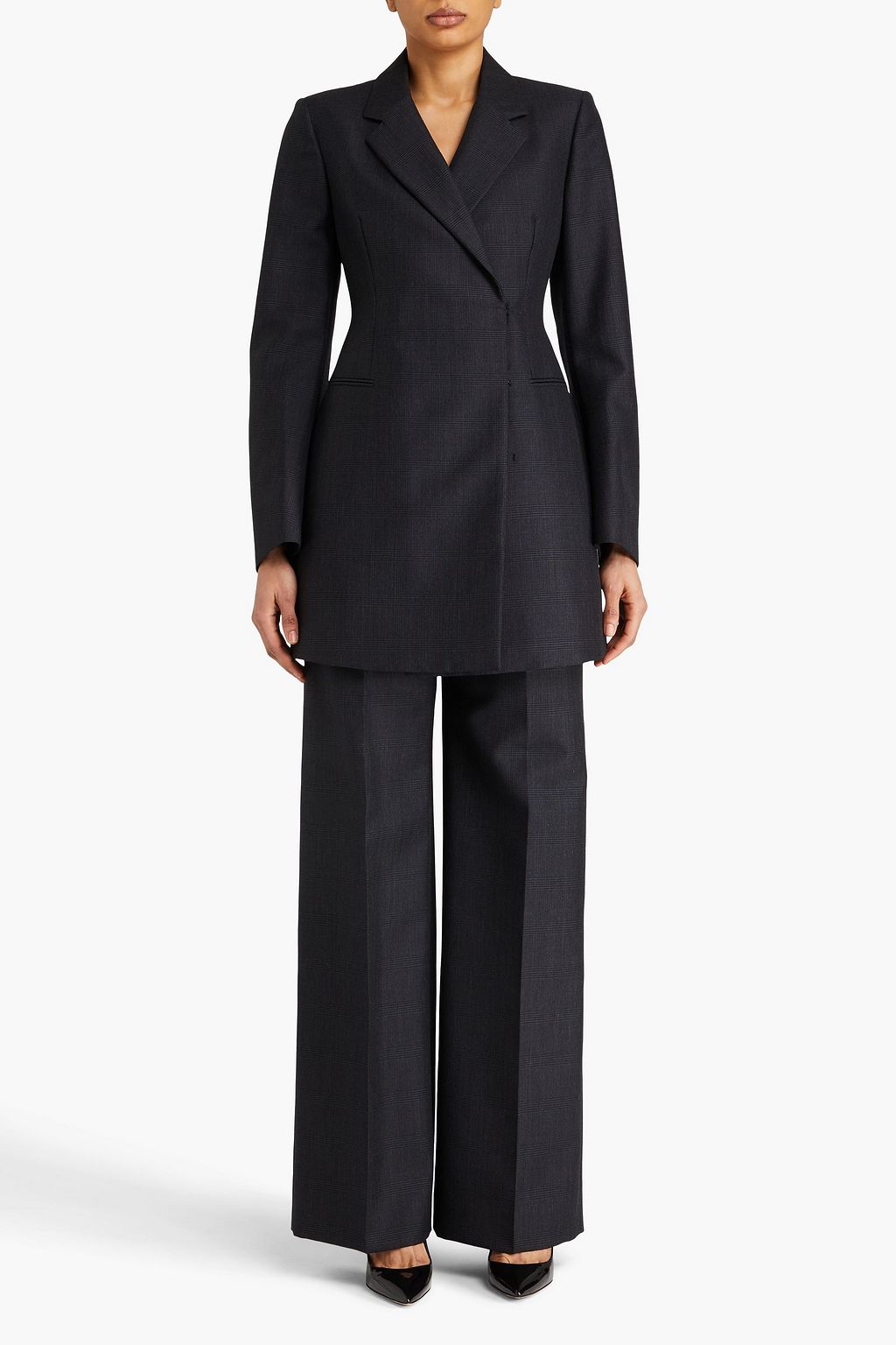 ALAÏA Prince of Wales checked wool and mohair-blend coat