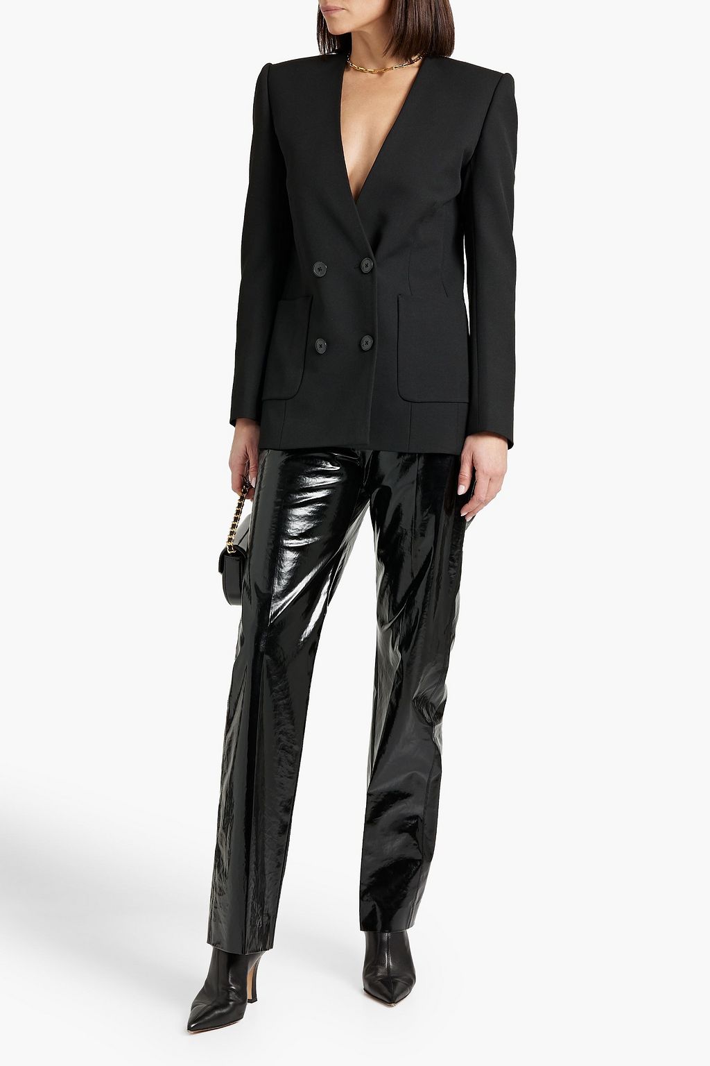 FRAME Double-breasted twill blazer