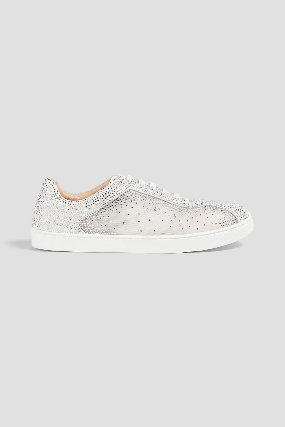 Gianvito Rossi Crystal-embellished Mesh And Suede Trainers In White