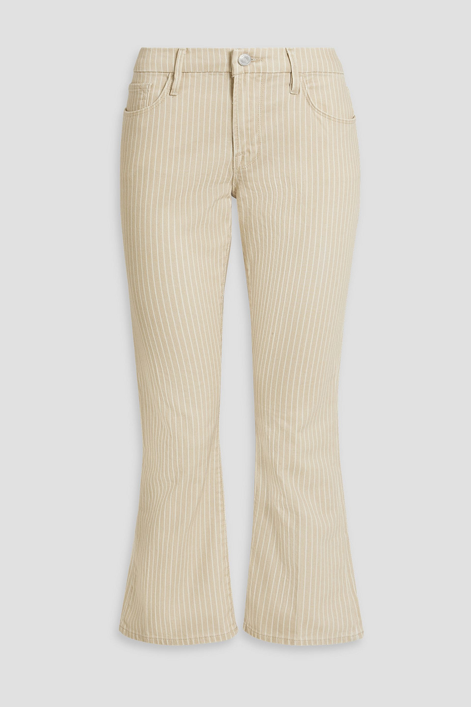 Frame Le Crop Mini Boot Striped Mid-rise Bootcut Jeans In Cream