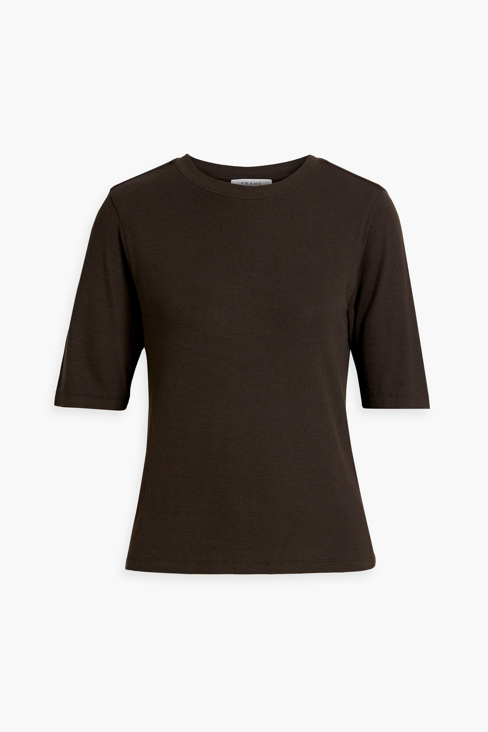 Frame Ribbed Modal-blend Jersey T-shirt In Chocolate