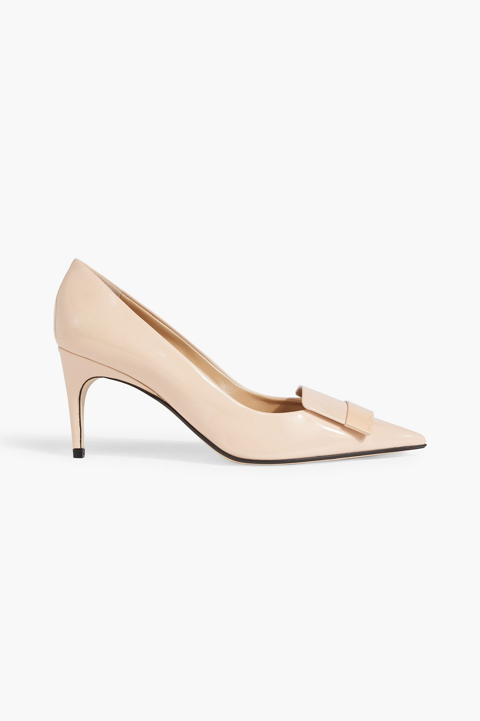 Shop Sergio Rossi Sr1 75 Embellished Patent-leather Pumps In Neutral