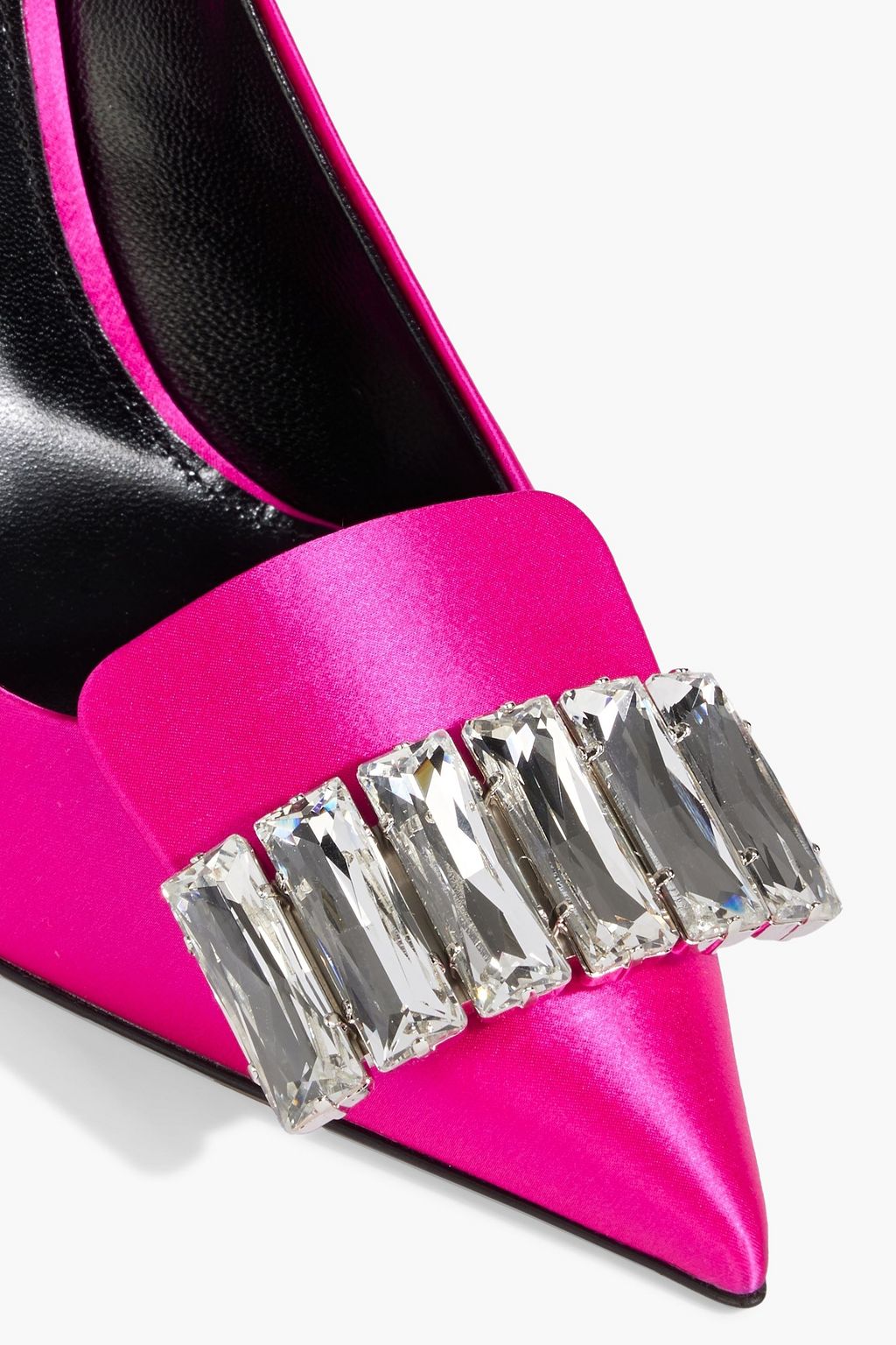 SERGIO ROSSI sr1 90 crystal-embellished satin pumps