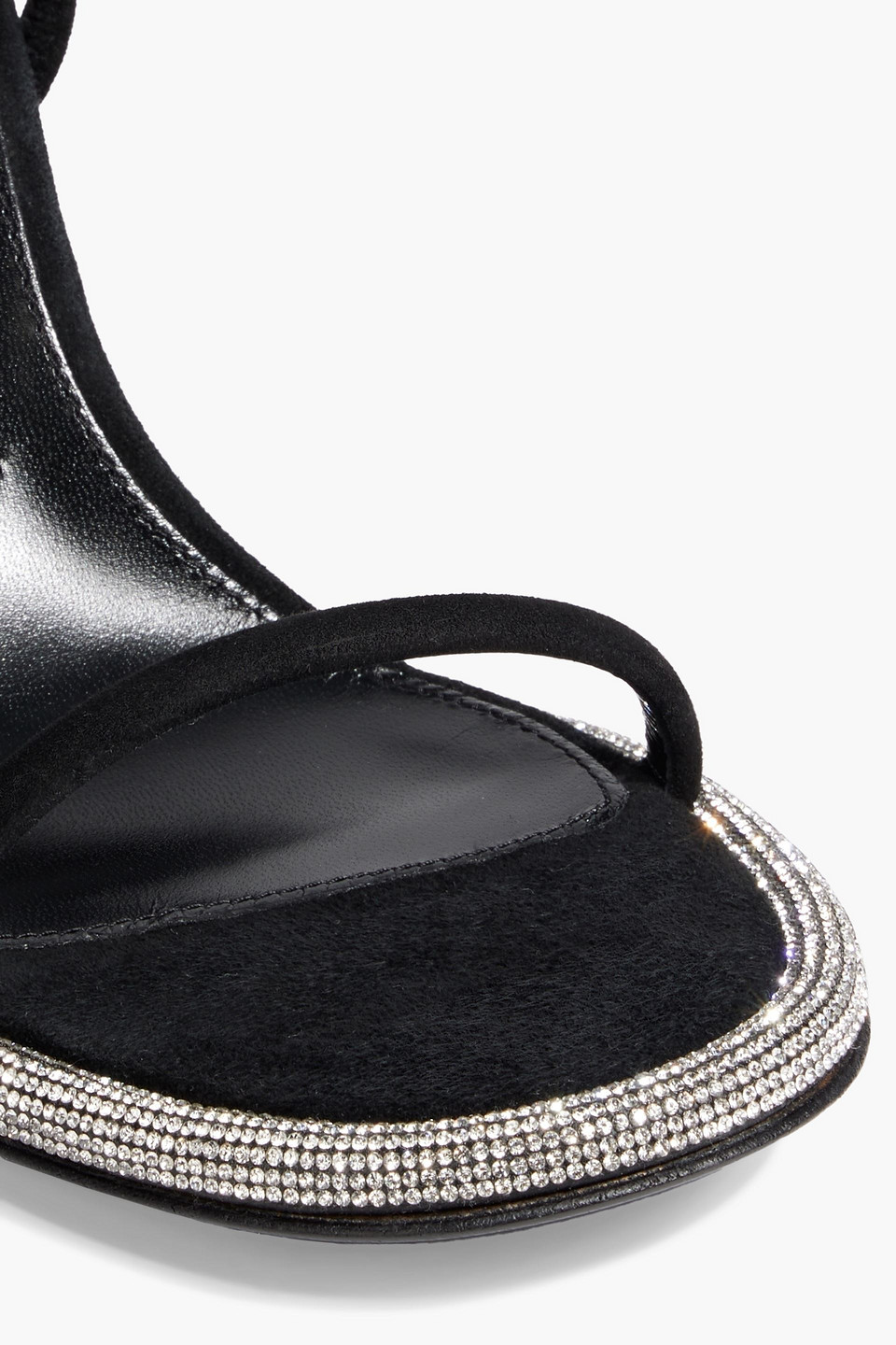 Shop Sergio Rossi Sr Bijoux Crystal-embellished Suede Sandals In Black