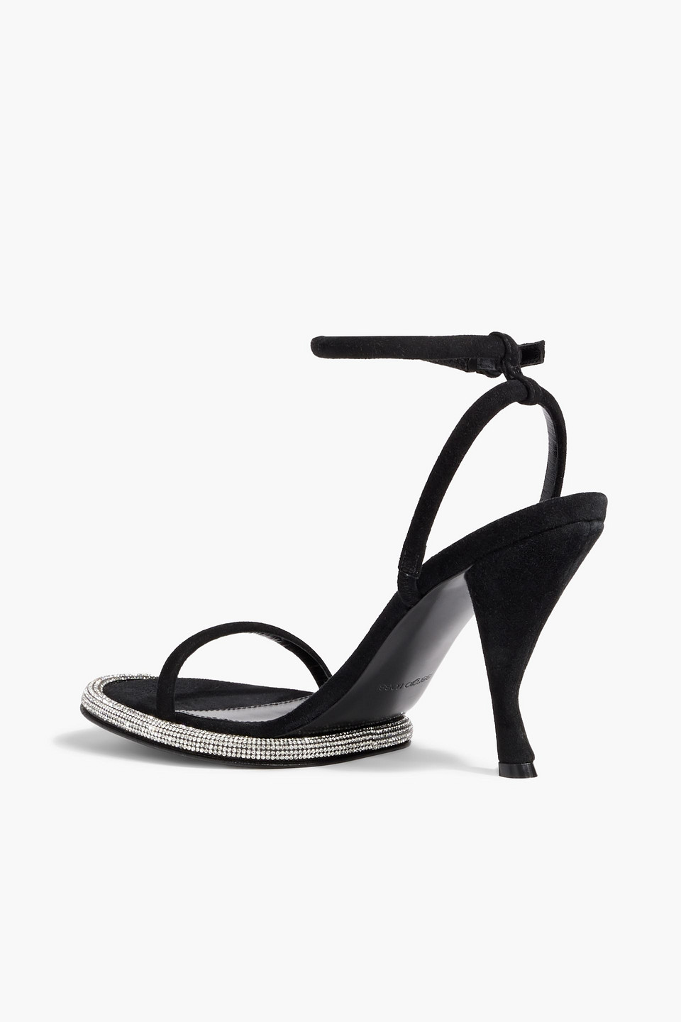 Shop Sergio Rossi Sr Bijoux Crystal-embellished Suede Sandals In Black