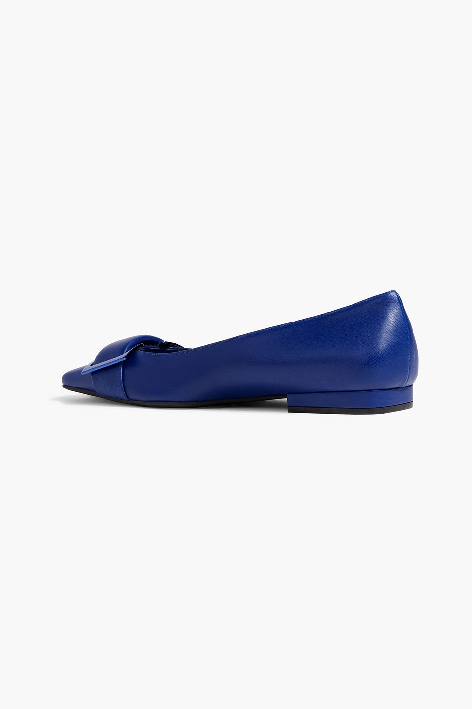 Shop Sergio Rossi Sr Twenty Buckle-embellished Leather Flats In Indigo