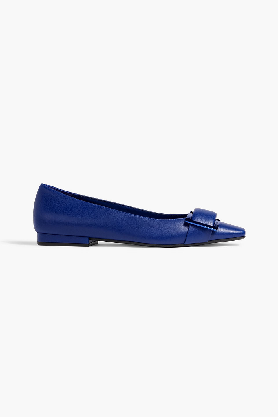 Sergio Rossi Sr Twenty Buckle-embellished Leather Flats In Indigo