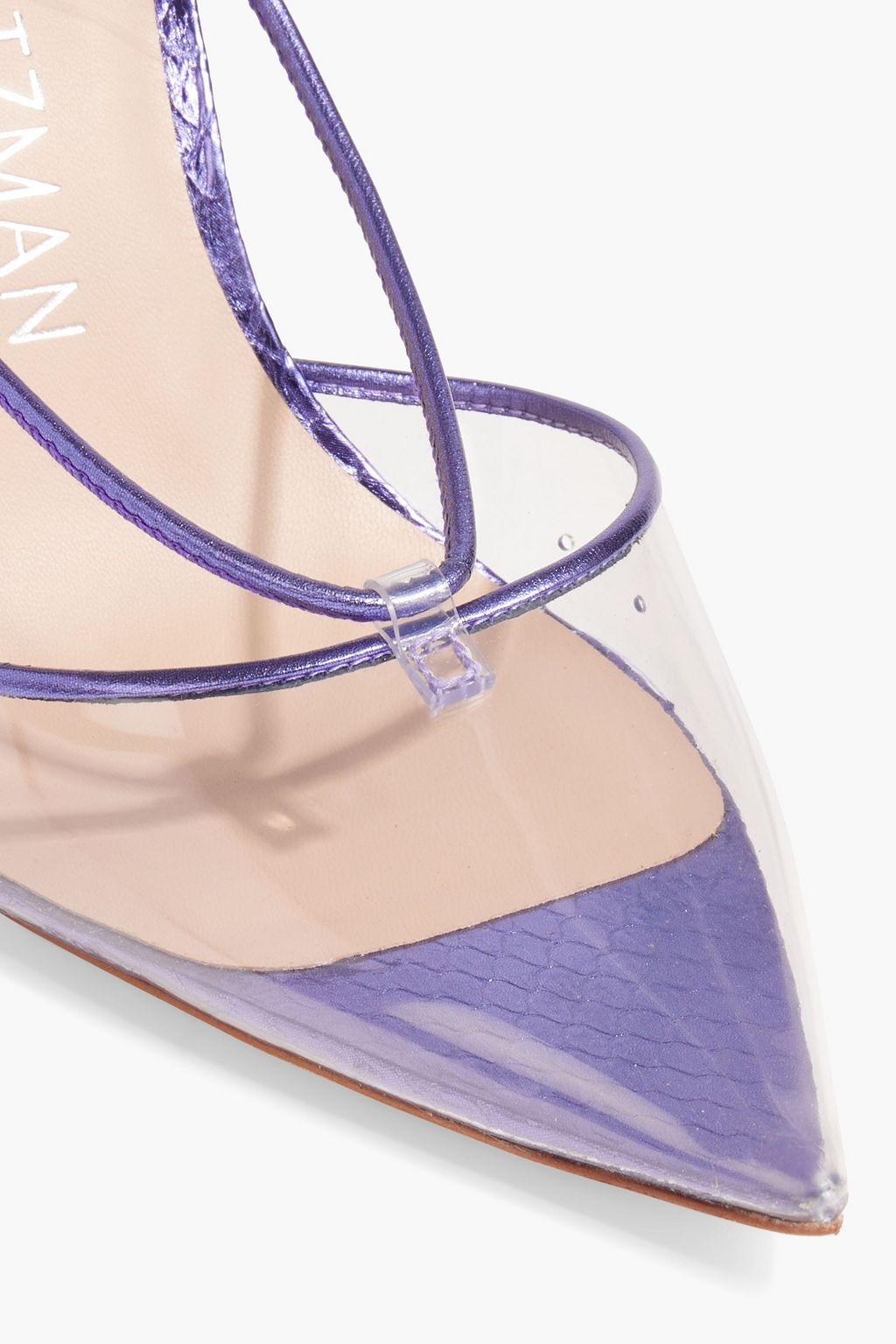 STUART WEITZMAN Stuart Lace-Up 100 metallic snake-effect leather and PVC pumps