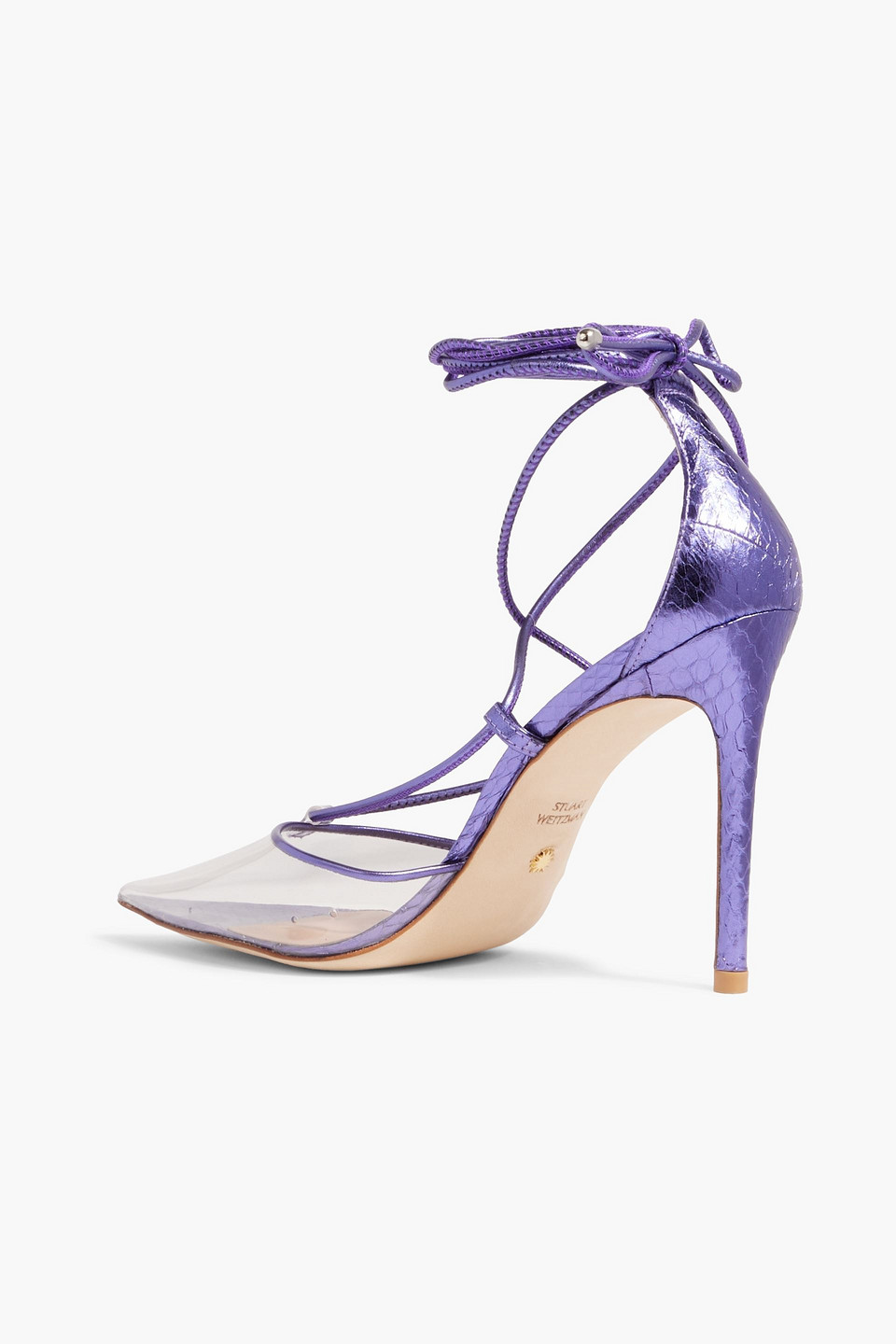 Shop Stuart Weitzman Metallic Snake-effect Leather And Pvc Pumps In Purple