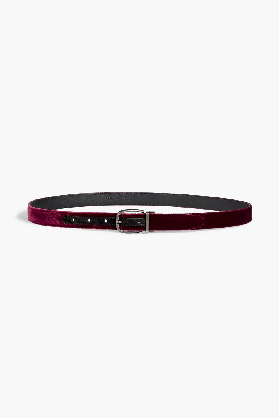 Dolce & Gabbana Velvet Belt In Burgundy