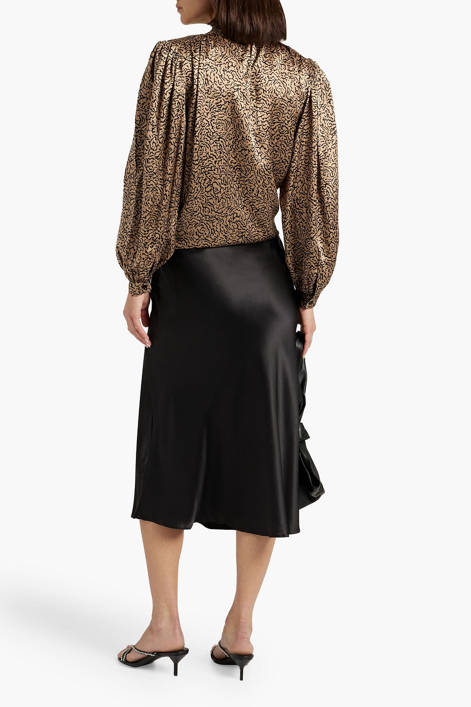 Shop Frame Printed Silk-satin Blouse In Gold