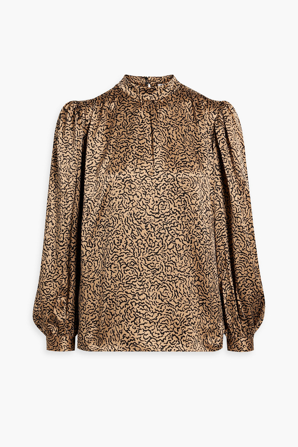 Shop Frame Printed Silk-satin Blouse In Gold