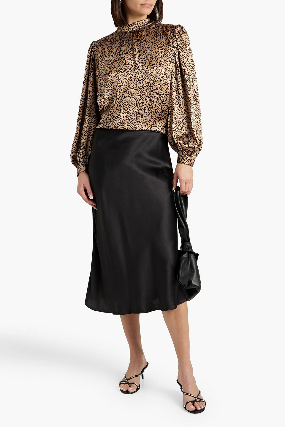 FRAME PRINTED SILK-SATIN BLOUSE