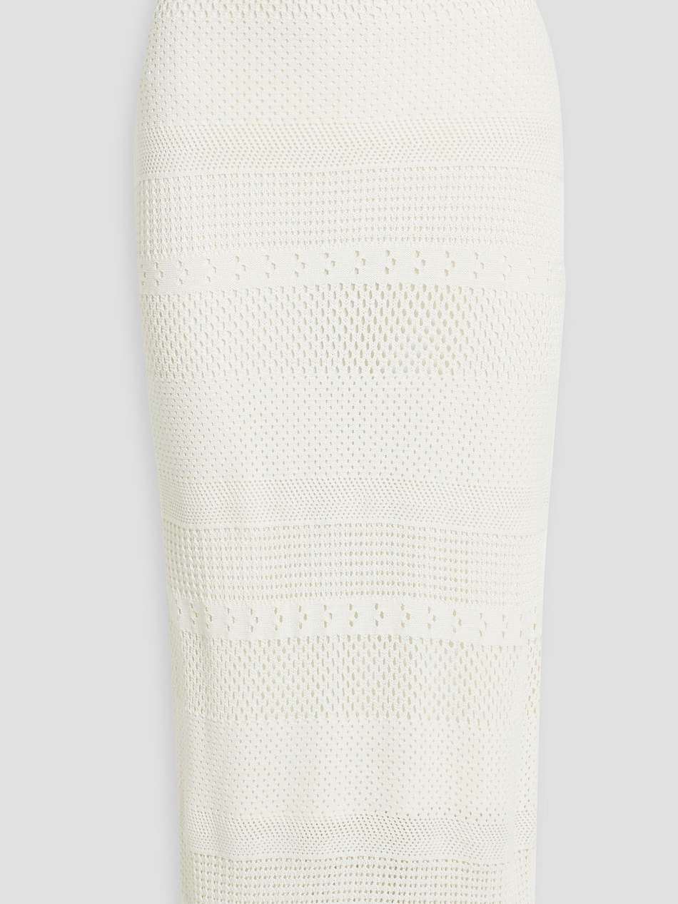 crochet-knit midi pencil skirt