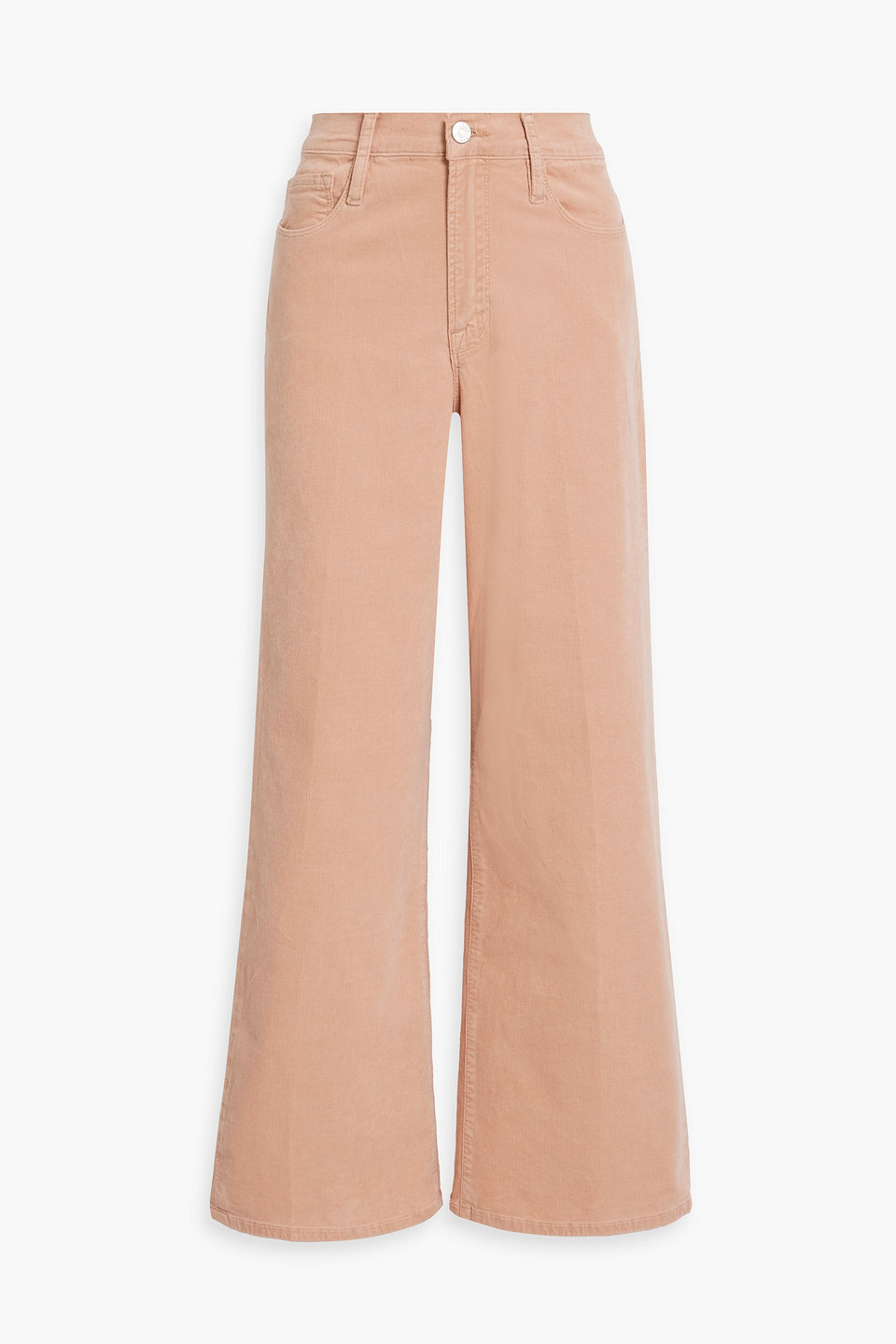 Shop Frame Le Slim Palazzo Cotton-blend Corduroy Wide-leg Pants In Blush