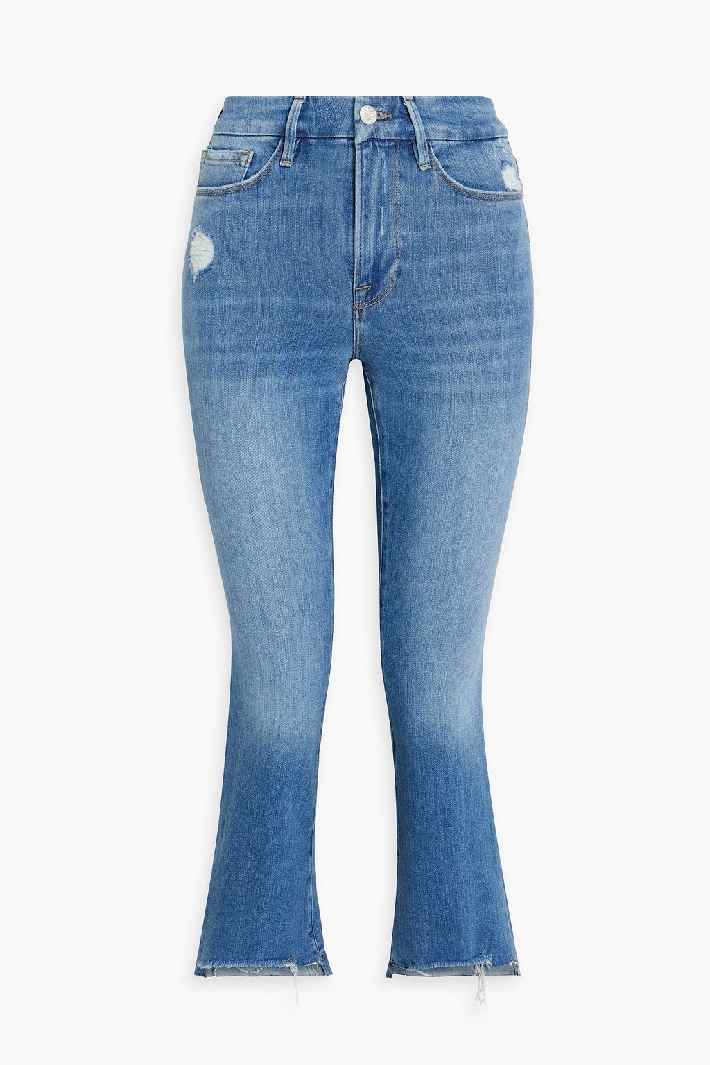 FRAME Le Crop Mini Boot distressed mid-rise bootcut jeans | THE OUTNET