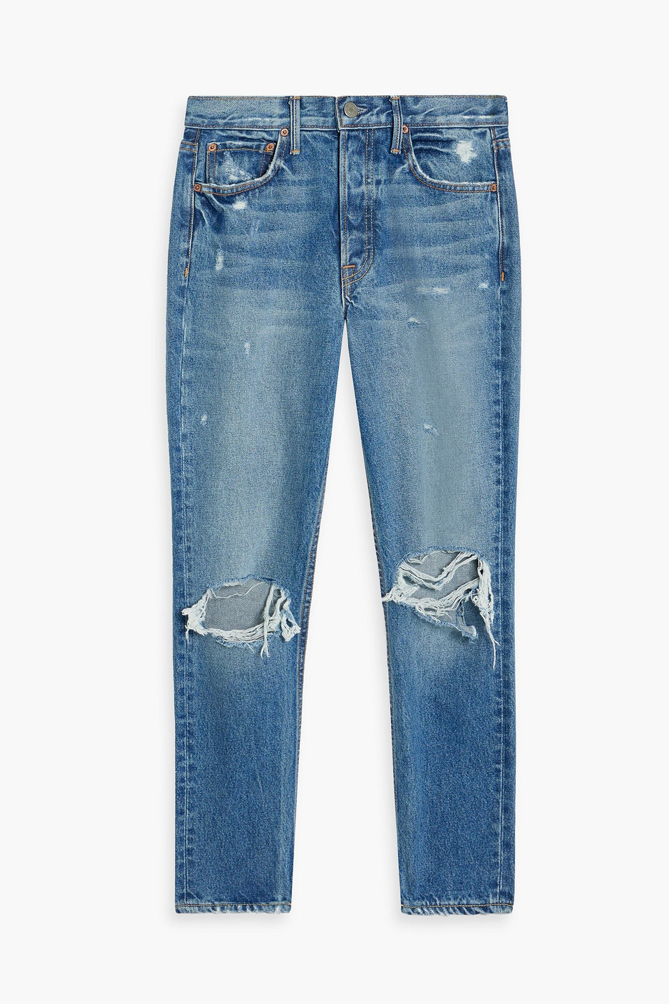 Grlfrnd Karolina Distressed High-rise Skinny Jeans In Light Denim