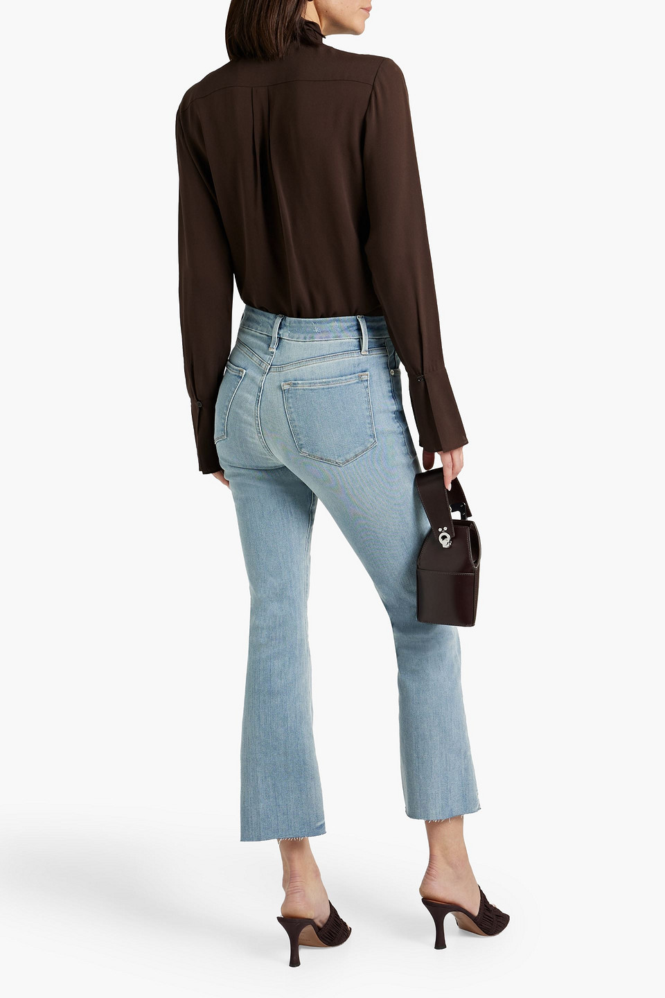 FRAME LE CROP MINI BOOT FRAYED MID-RISE BOOTCUT JEANS