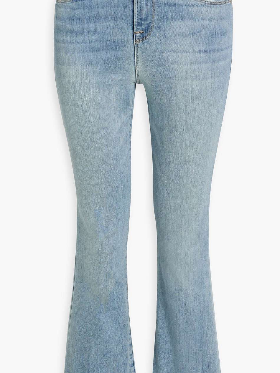 le crop mini boot frayed mid-rise bootcut jeans