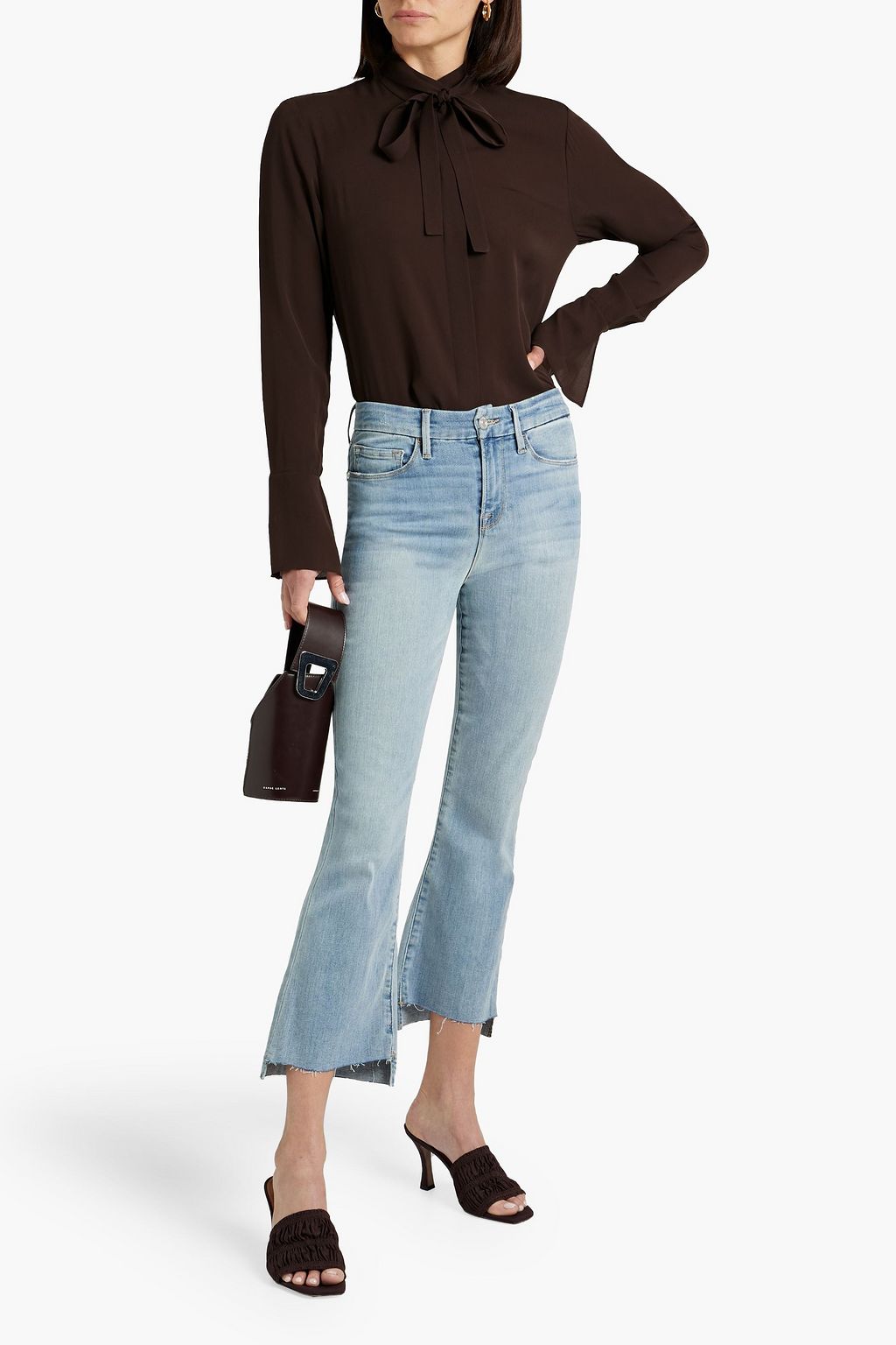 FRAME Le Crop Mini Boot frayed mid-rise bootcut jeans
