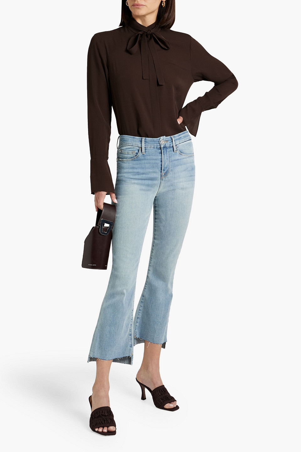 FRAME LE CROP MINI BOOT FRAYED MID-RISE BOOTCUT JEANS