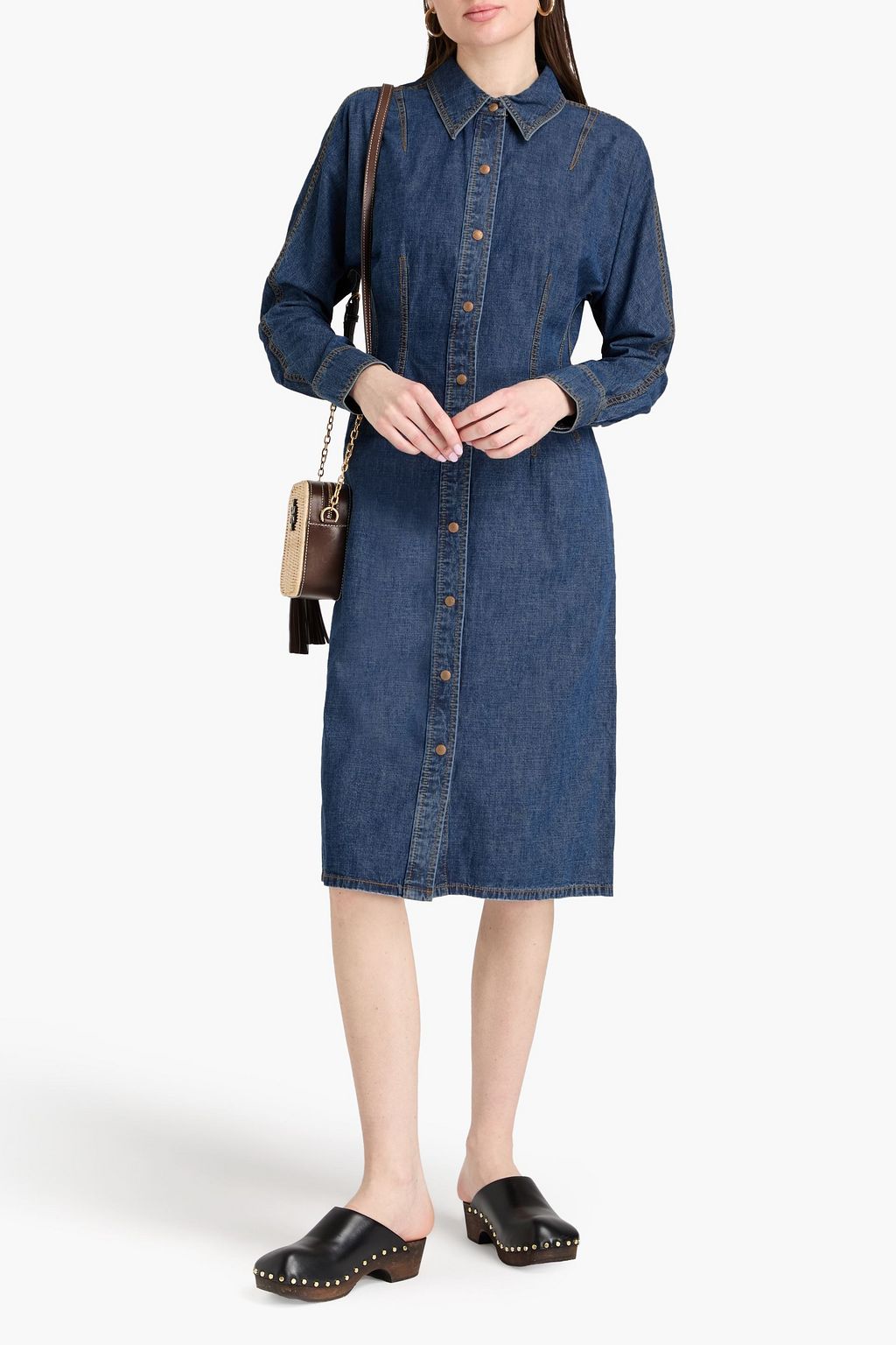 TORY BURCH 데님 셔츠 드레스