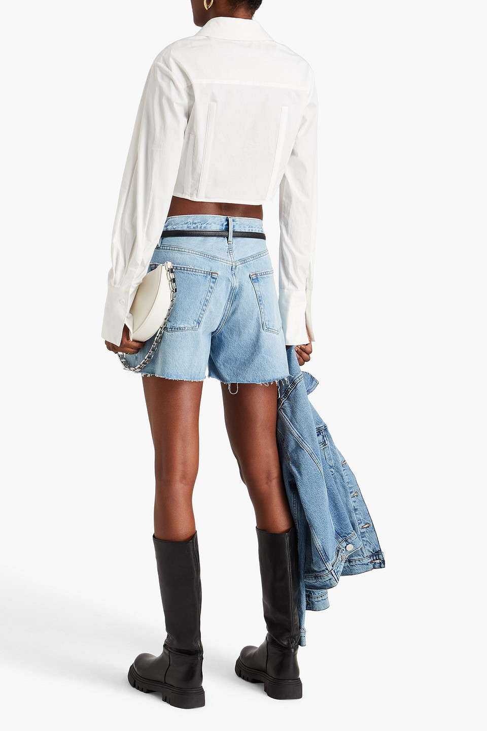 FRAME LE SUPER HIGH DISTRESSED DENIM SHORTS