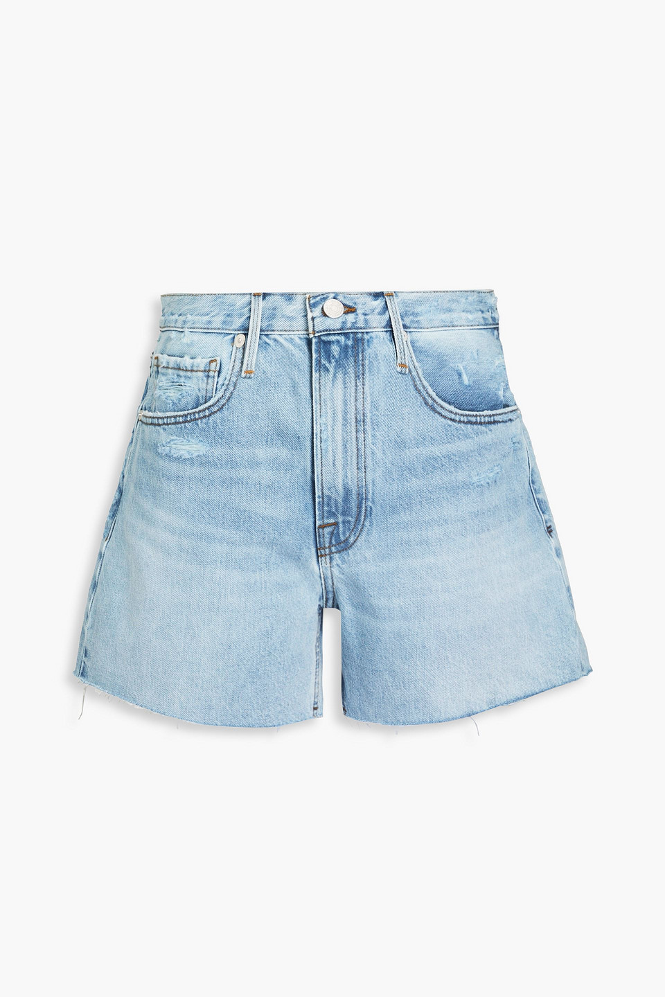 Frame Le Super High Distressed Denim Shorts In Light Denim