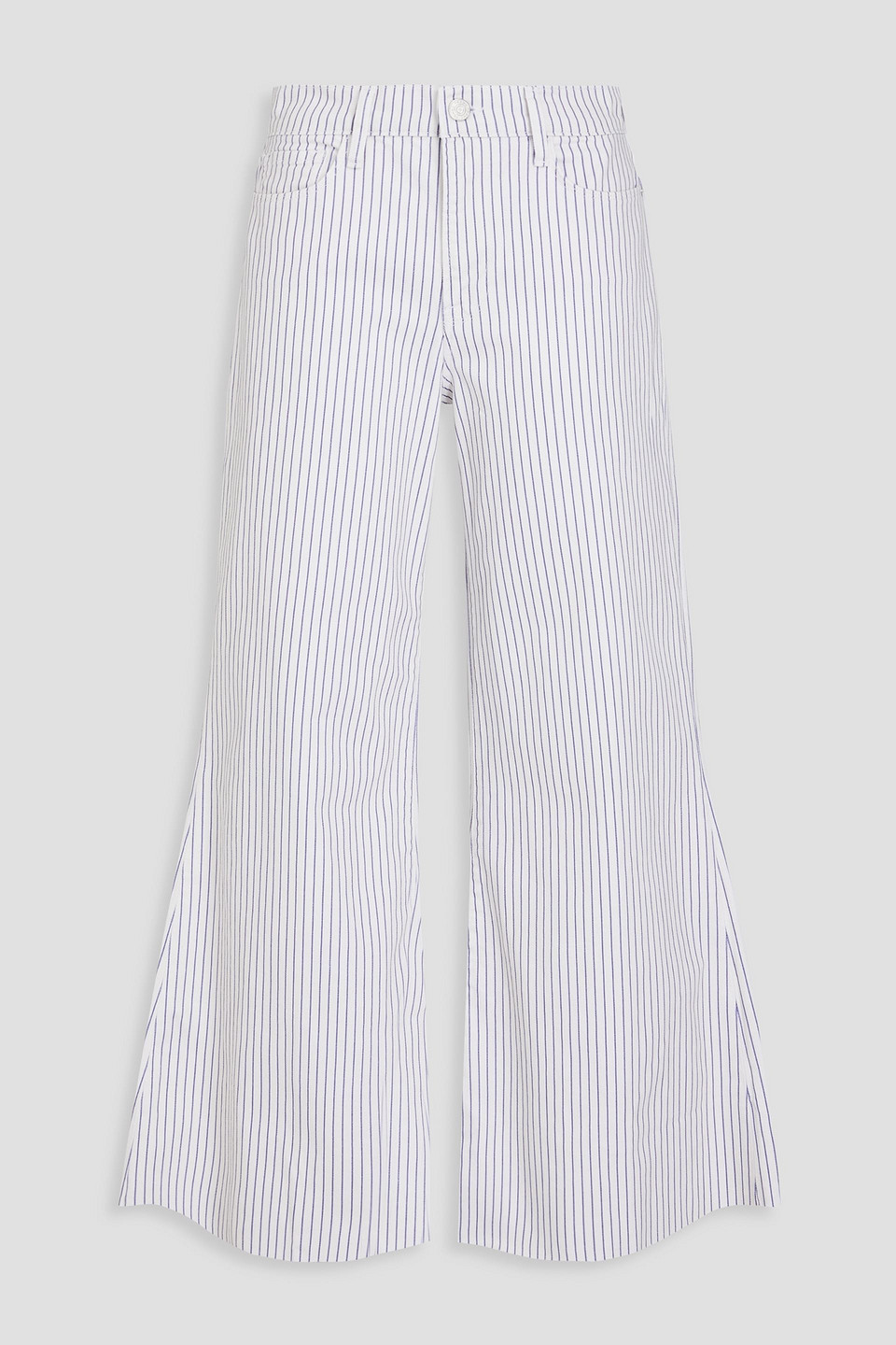 Frame La Palazzo Cropped Striped High-rise Wide-leg Jeans In White