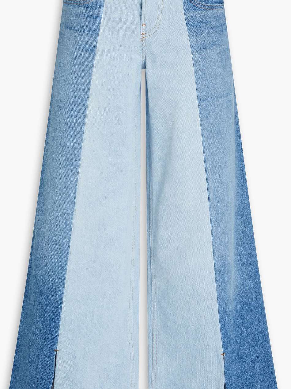 split seam two-tone high-rise wide-leg jeans