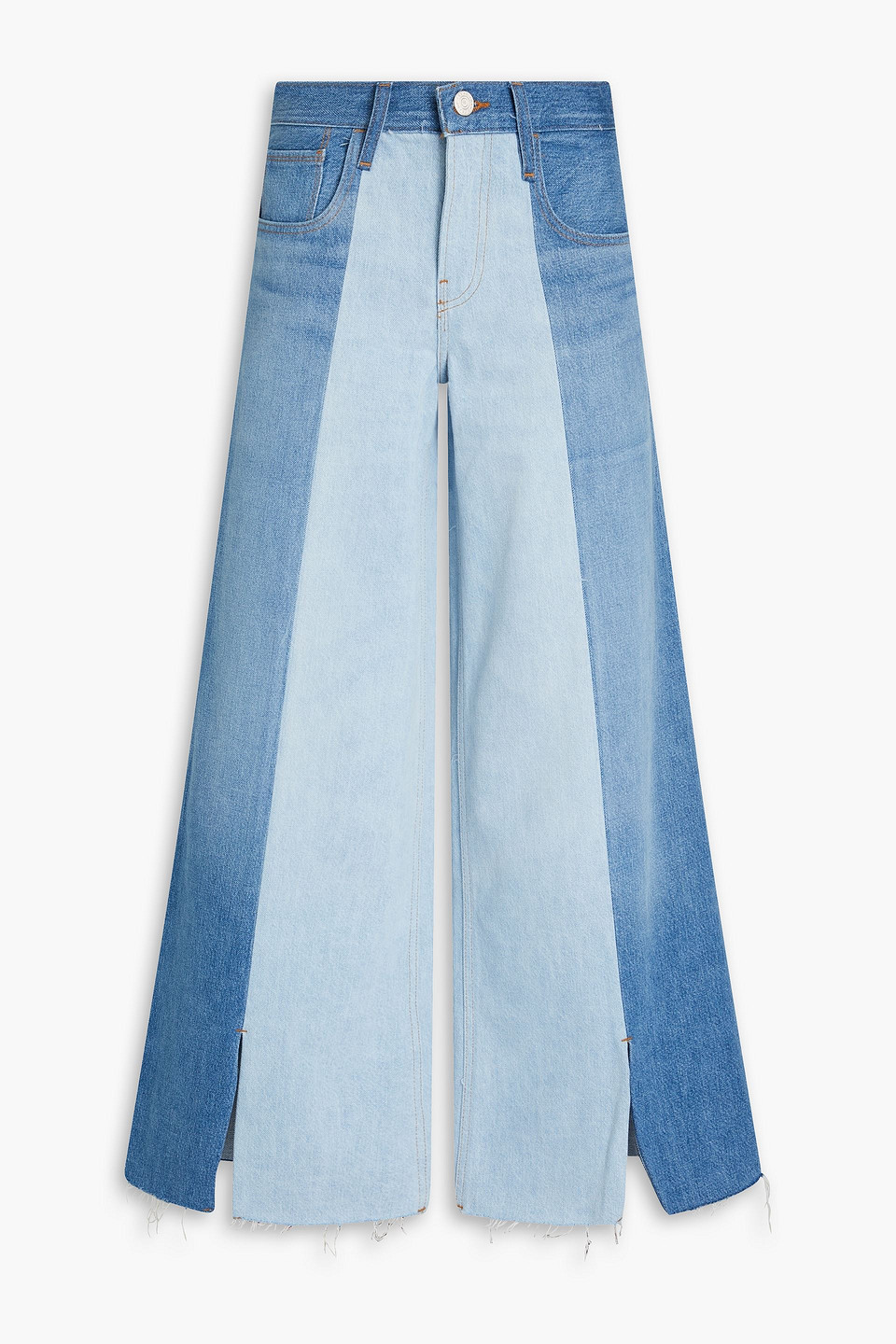 Split Seam two-tone high-rise wide-leg jeans
