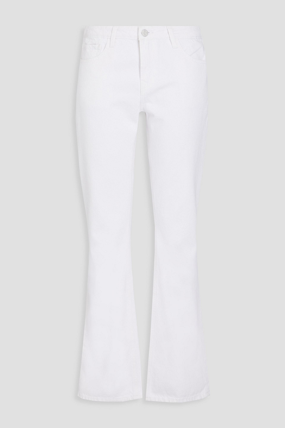 Shop Frame High-rise Bootcut Jeans In White