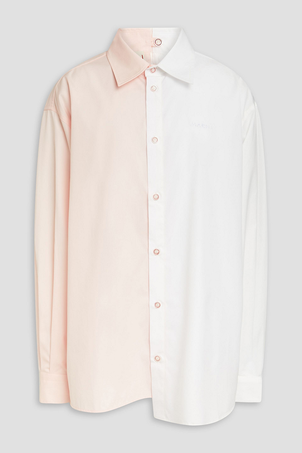 Shop Marni Two-tone Cotton-poplin Shirt In White