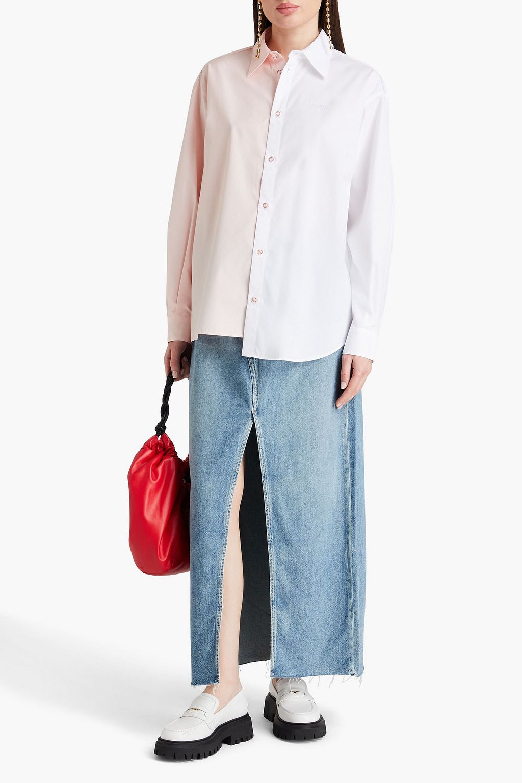 MARNI Two-tone cotton-poplin shirt