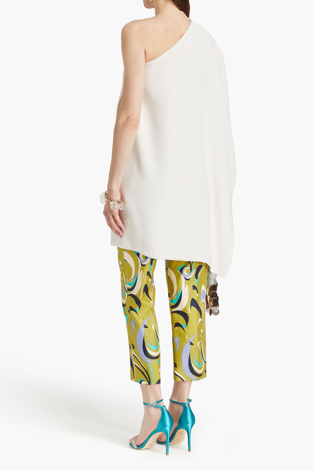 PUCCI One-shoulder draped silk top