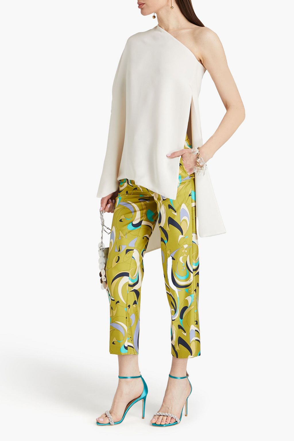 PUCCI One-shoulder draped silk top