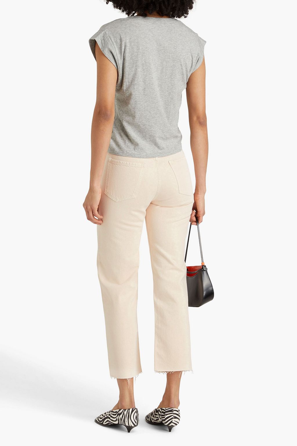 FRAME بنطلون جينز قصير Le Jane Crop بأرجل مستقيمة وبخصر عالٍ