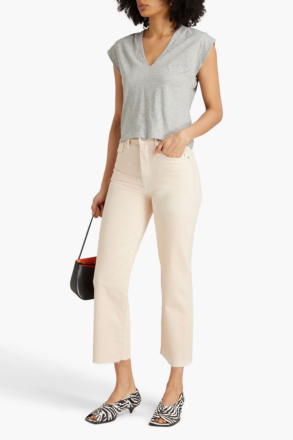 FRAME بنطلون جينز قصير Le Jane Crop بأرجل مستقيمة وبخصر عالٍ