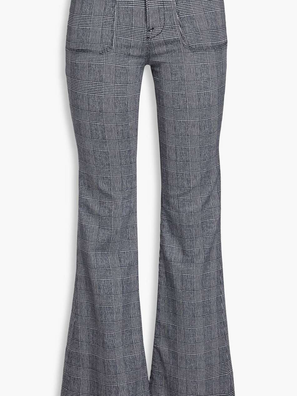 prince of wales checked cotton-blend flared pants