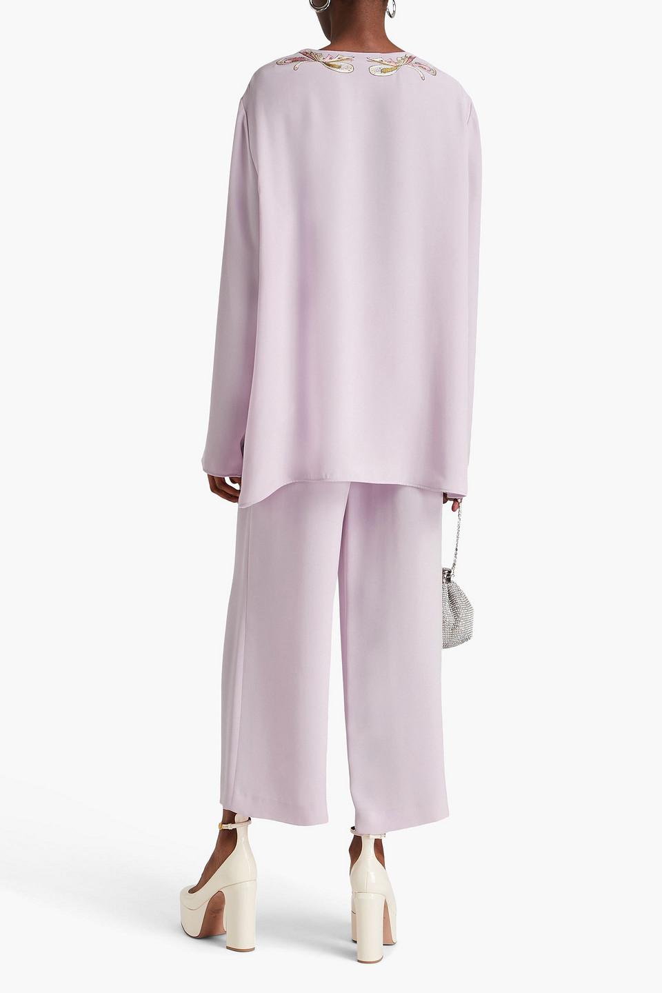 Shop Pucci Embellished Silk-cady Kaftan In Lilac