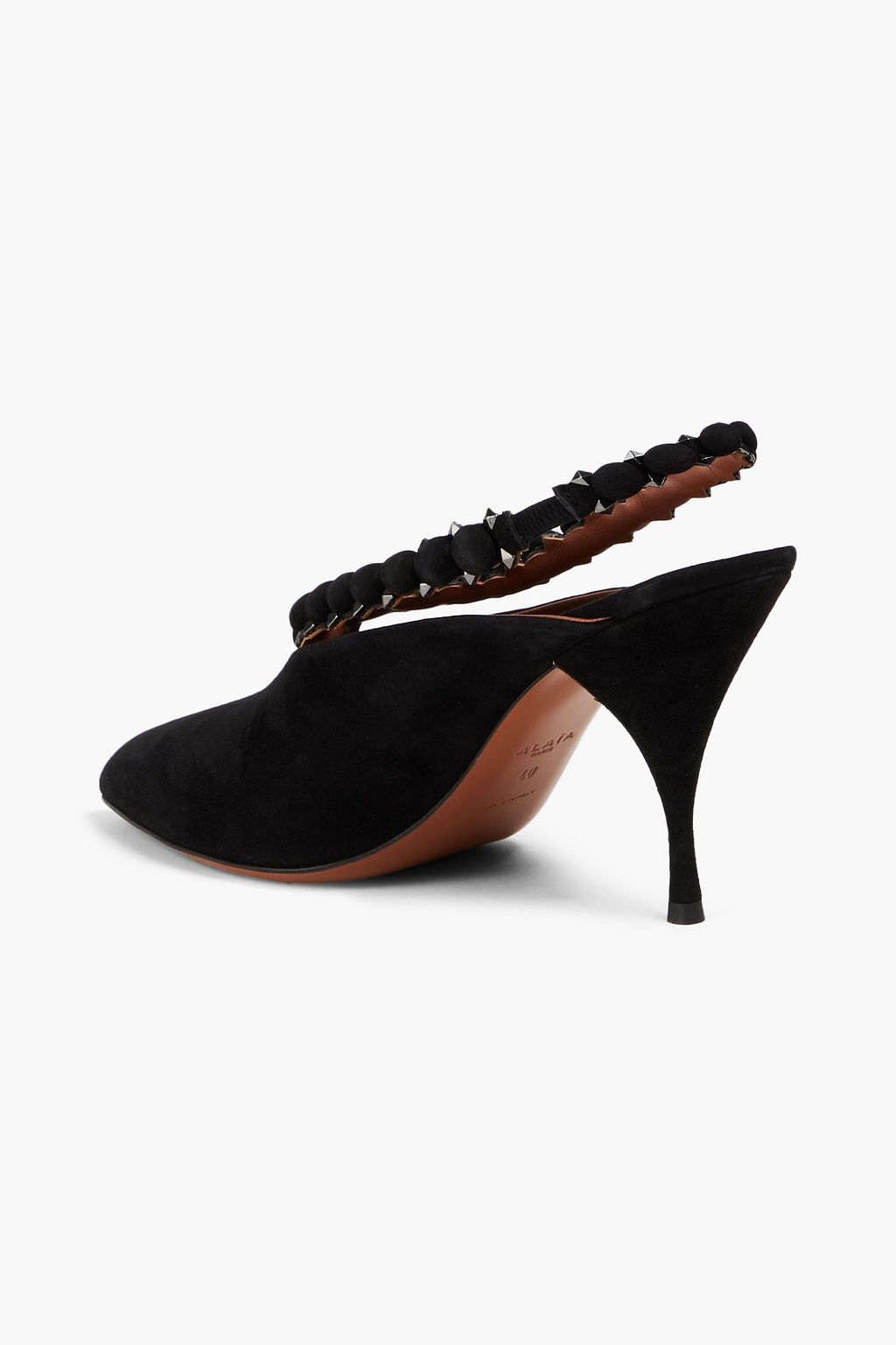 ALAÏA La Bombe studded suede slingback pumps