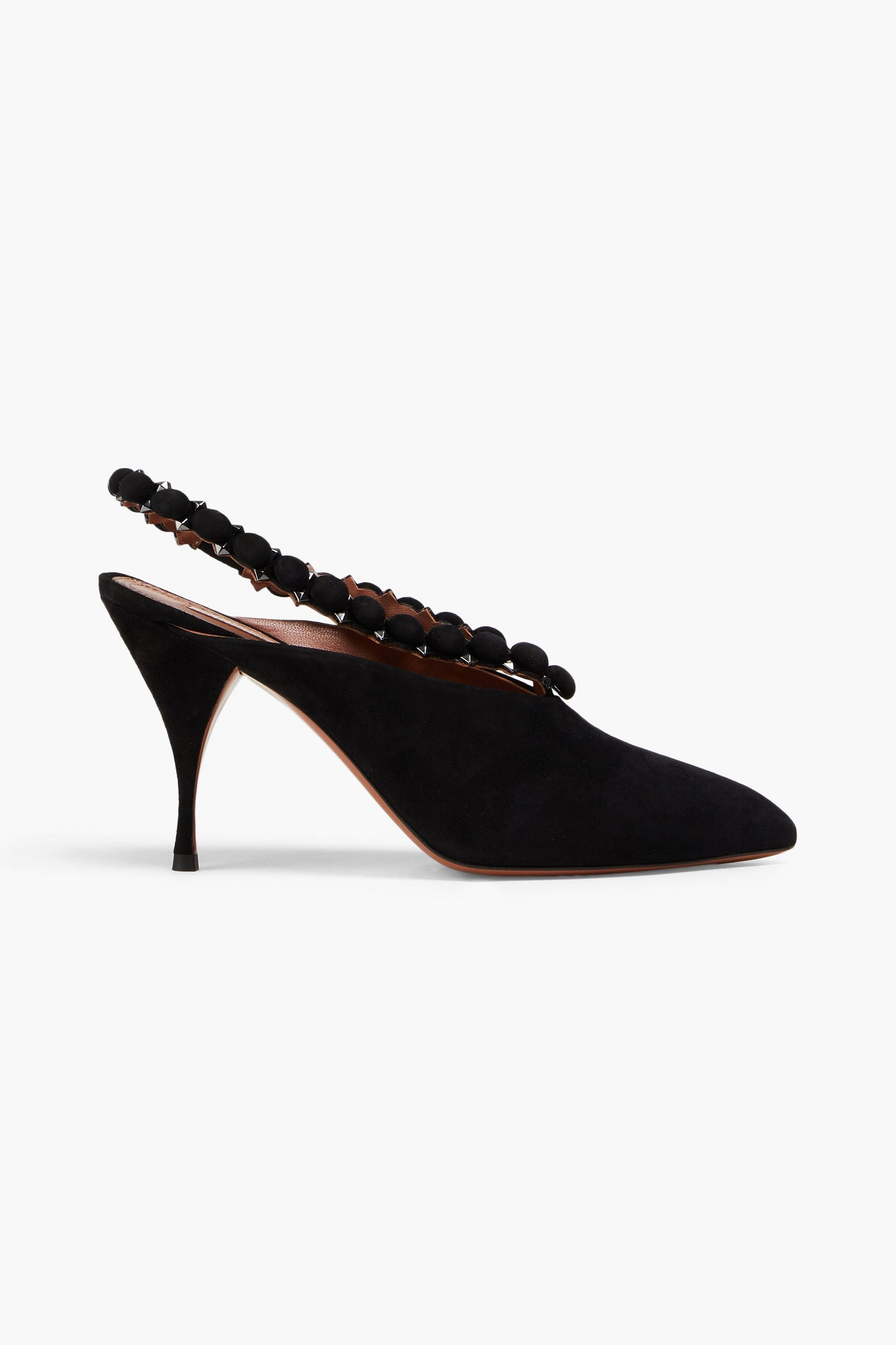 Alaïa La Bombe studded suede slingback pumps