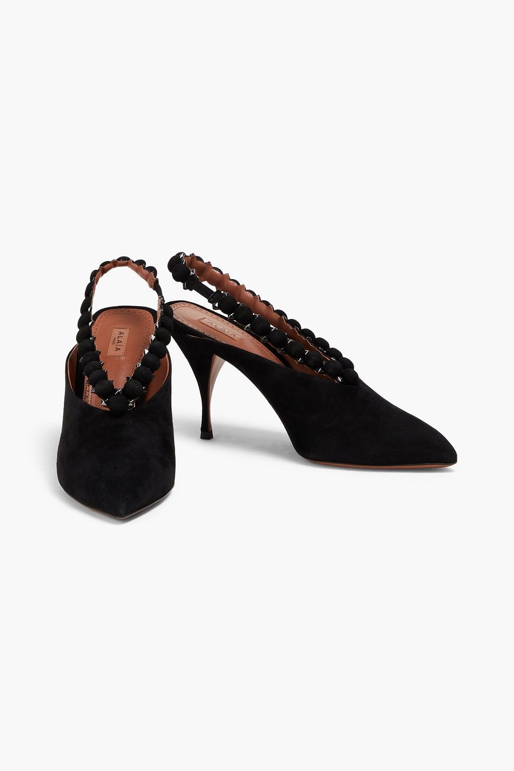 ALAÏA La Bombe studded suede slingback pumps