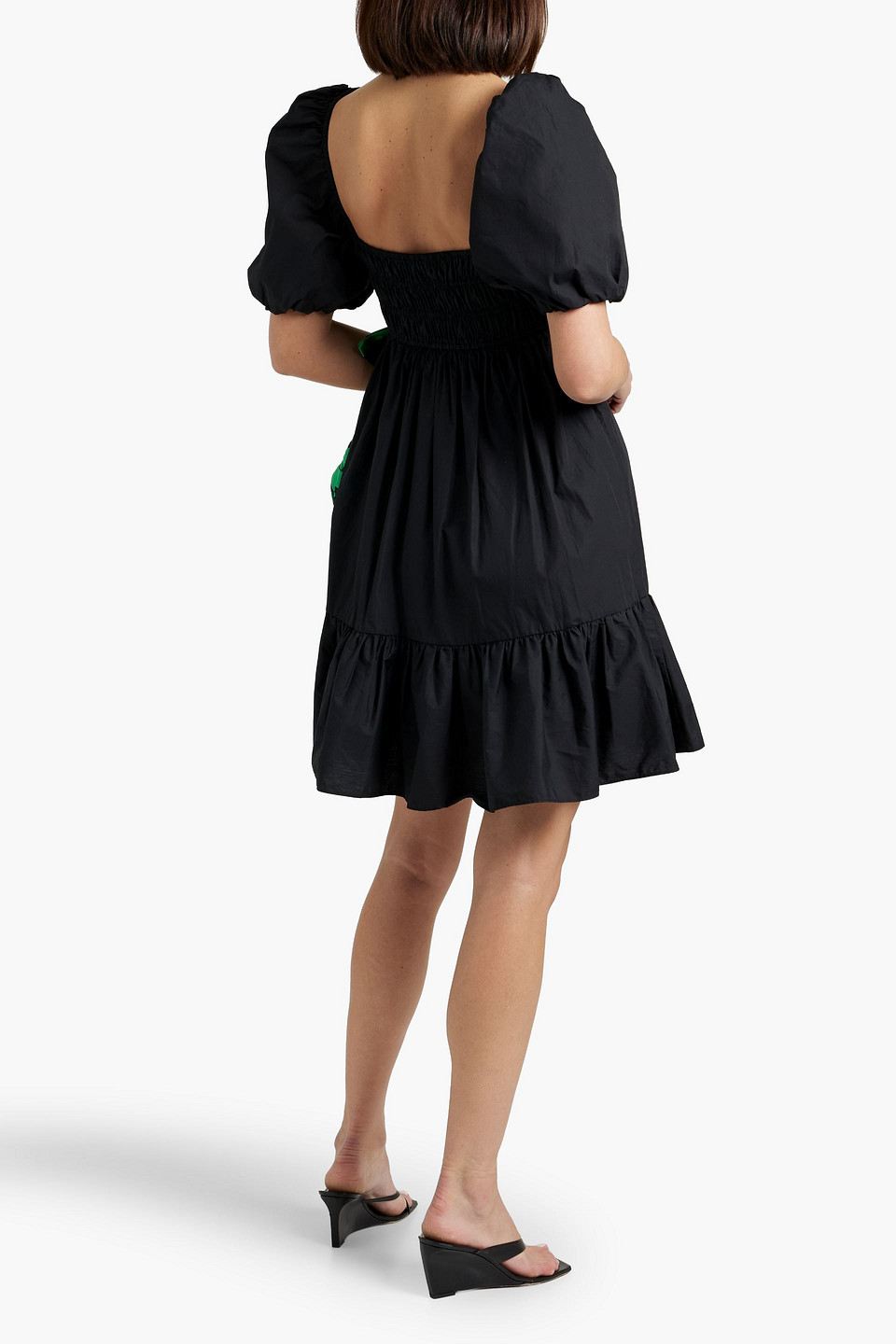 Shop Derek Lam 10 Crosby Ada Ruffled Cotton-poplin Mini Dress In Schwarz