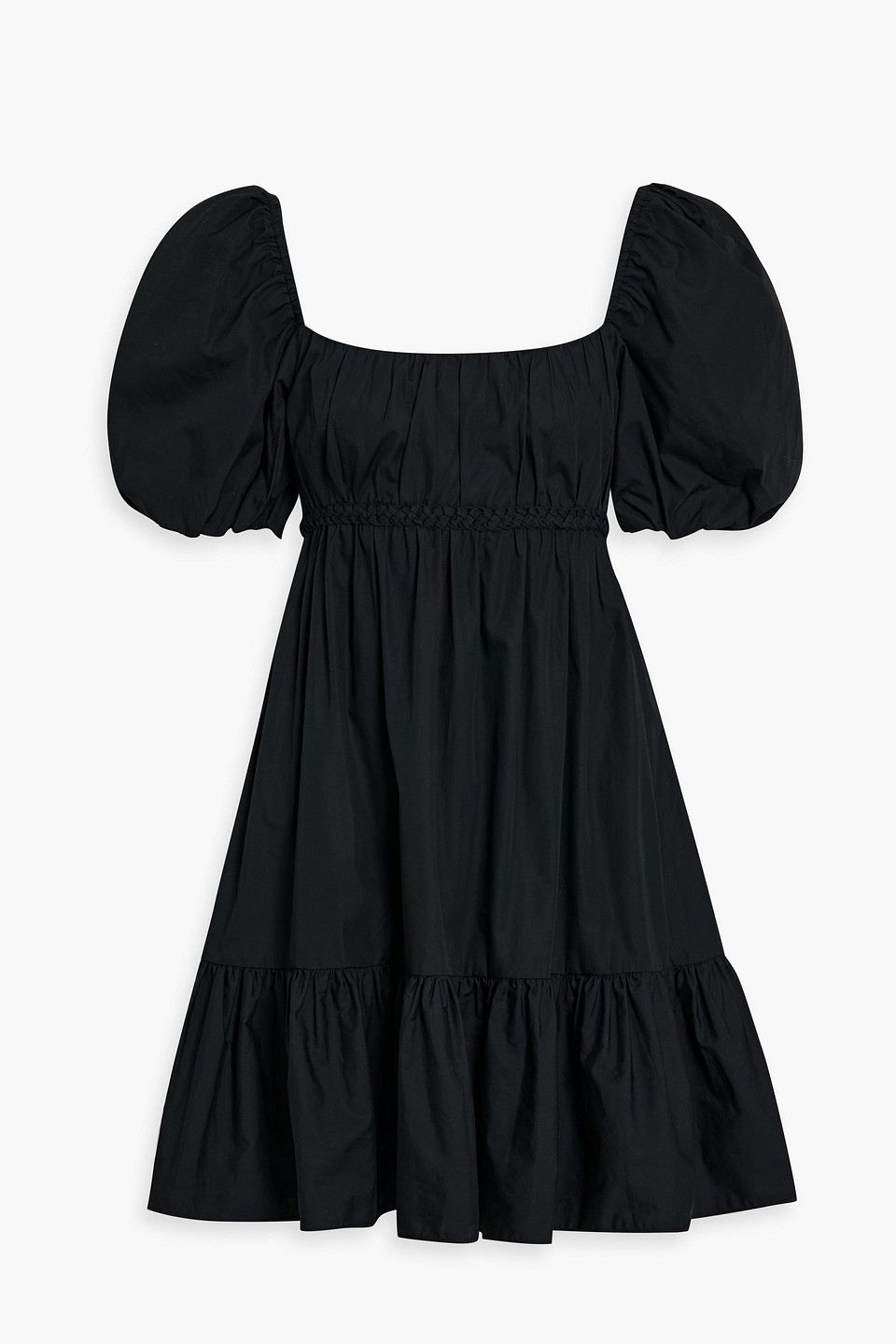 Shop Derek Lam 10 Crosby Ada Ruffled Cotton-poplin Mini Dress In Schwarz