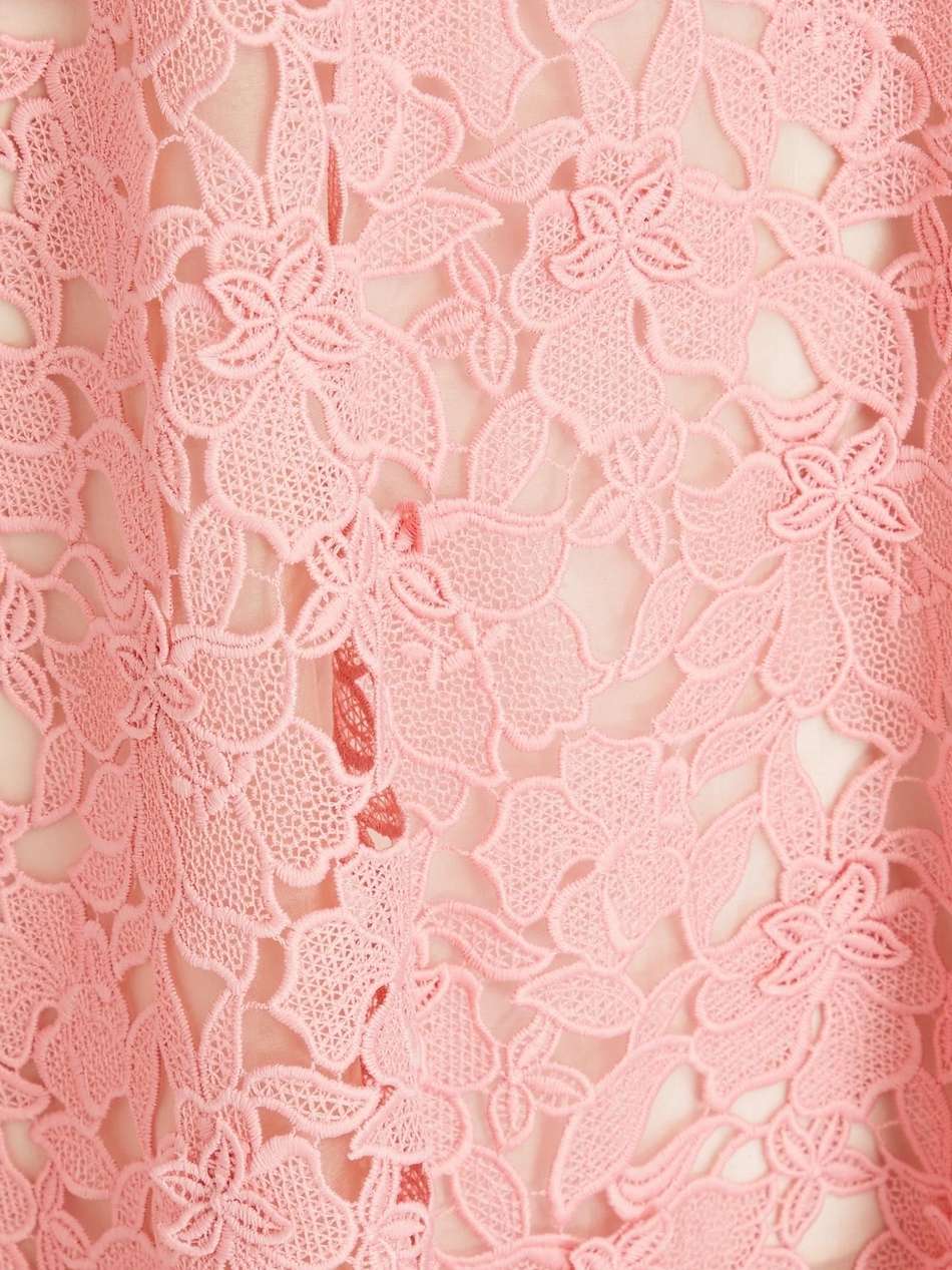 belted cotton-blend guipure lace midi dress