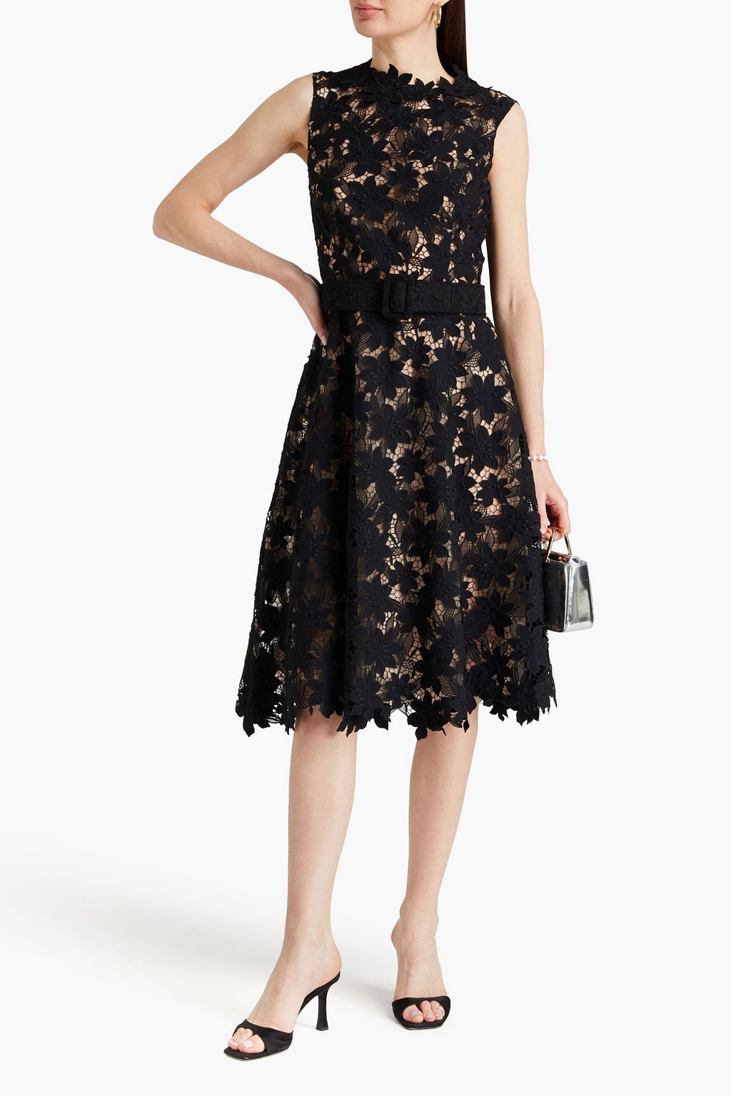OSCAR DE LA RENTA 기퓌르 레이스 미디 드레스