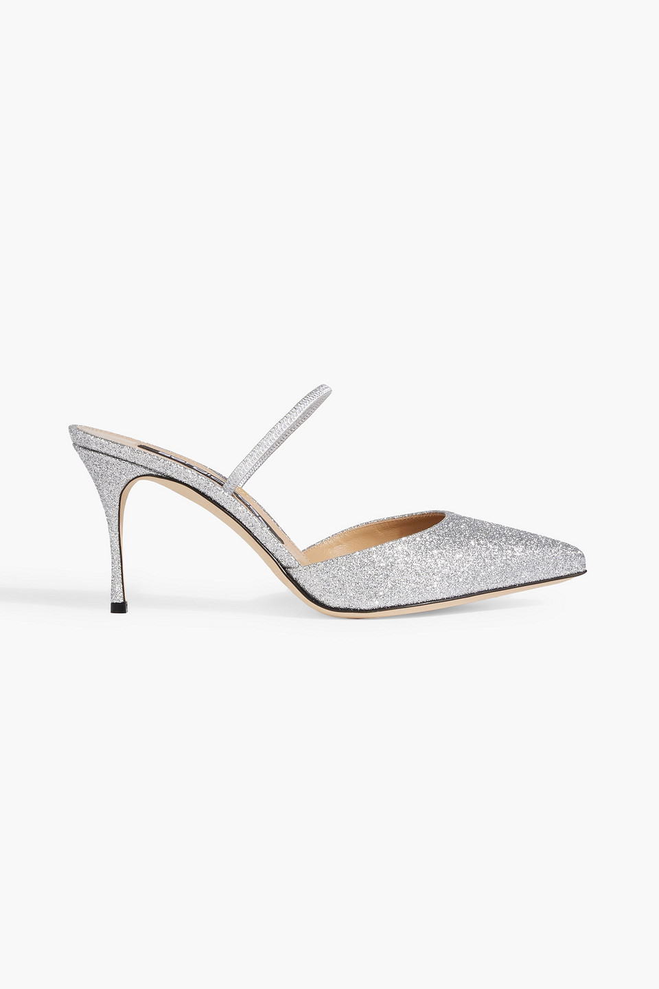 Sergio Rossi Godiva 75 Glittered Woven Pumps In Silver