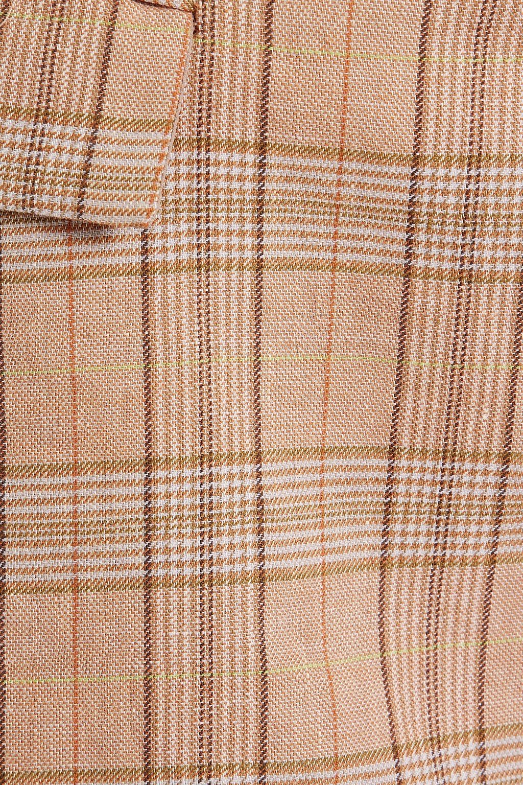 DEREK LAM 10 CROSBY Jillian skirt-effect checked linen-blend tweed shorts