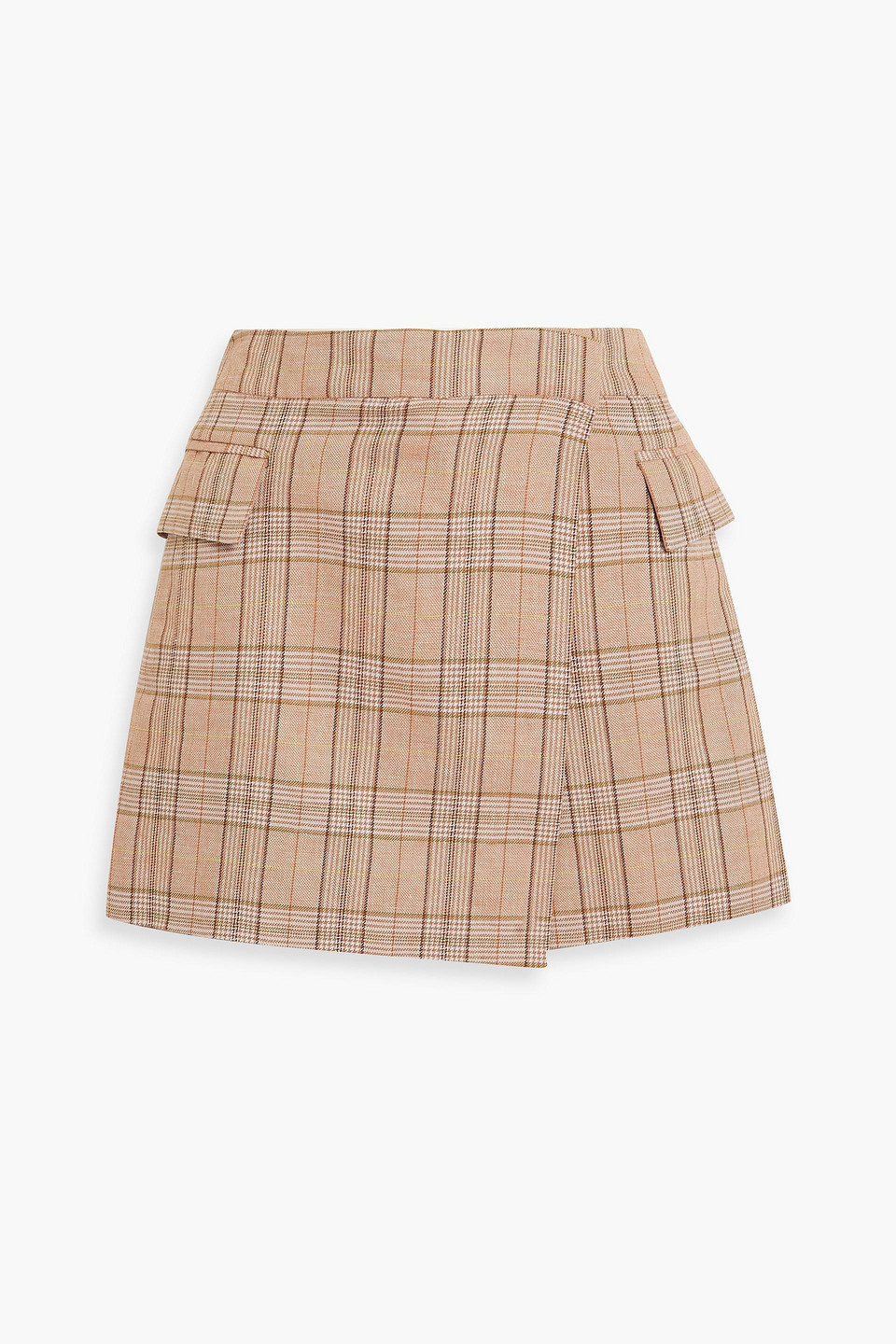 Jillian skirt-effect checked linen-blend tweed shorts